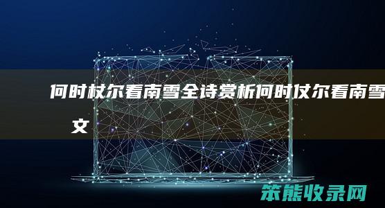 何时杖尔看南雪全诗赏析（何时仗尔看南雪原文）