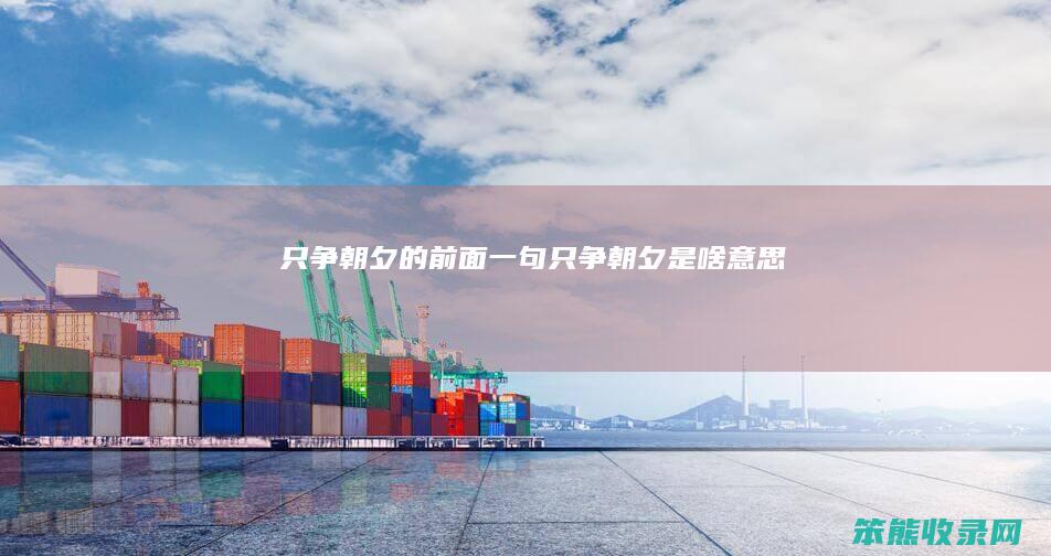 只争朝夕的前面一句（只争朝夕是啥意思）