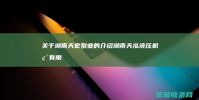 关于湖南天宏泵业的介绍（湖南天泓液压机械有限公司）