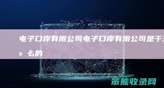 电子口岸有限公司（电子口岸有限公司是干什么的）