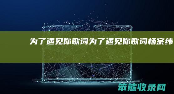 为了遇见你歌词（为了遇见你歌词杨宗纬）