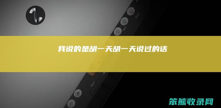 我说的是胡一天（胡一天说过的话）
